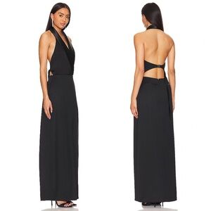 SIMKHAI Janice Black Tuxedo Halter Vest Gown Size 4